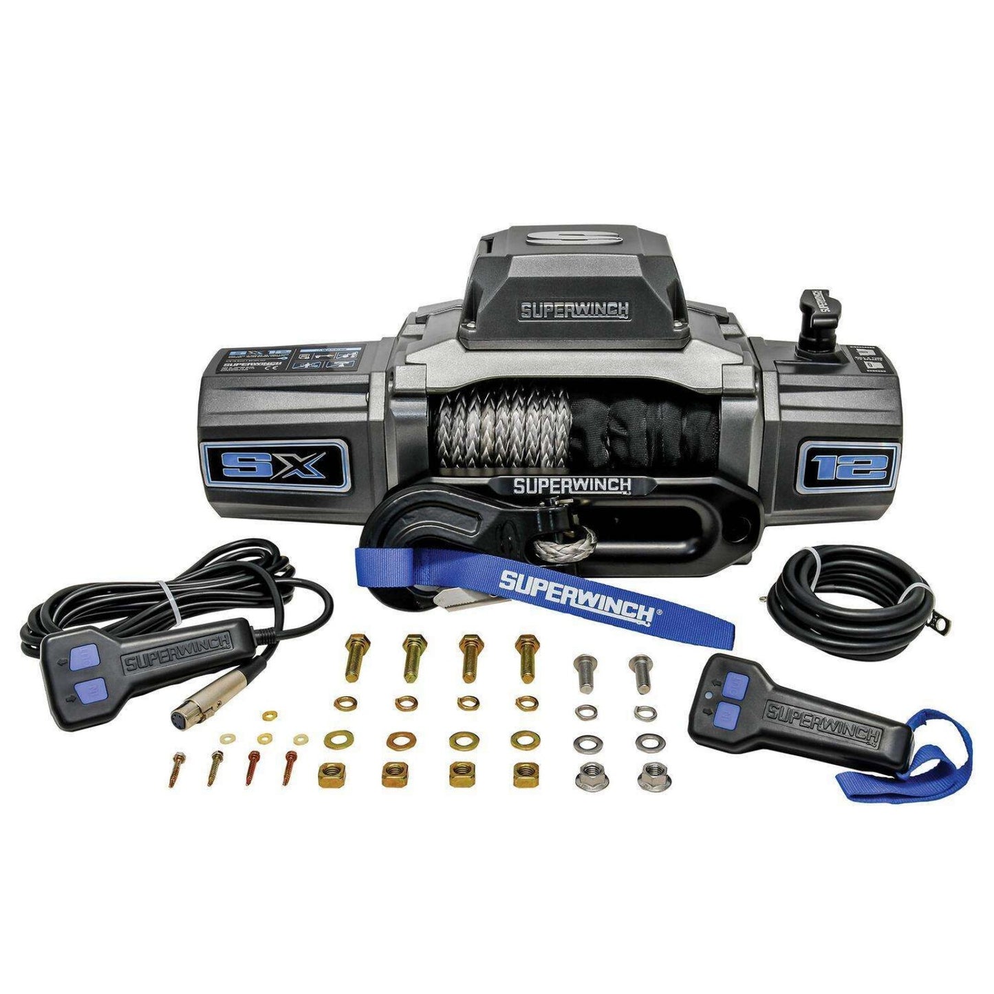 SX12SR Winch Graphite 12V 12000 lbs with Synthetic Rope