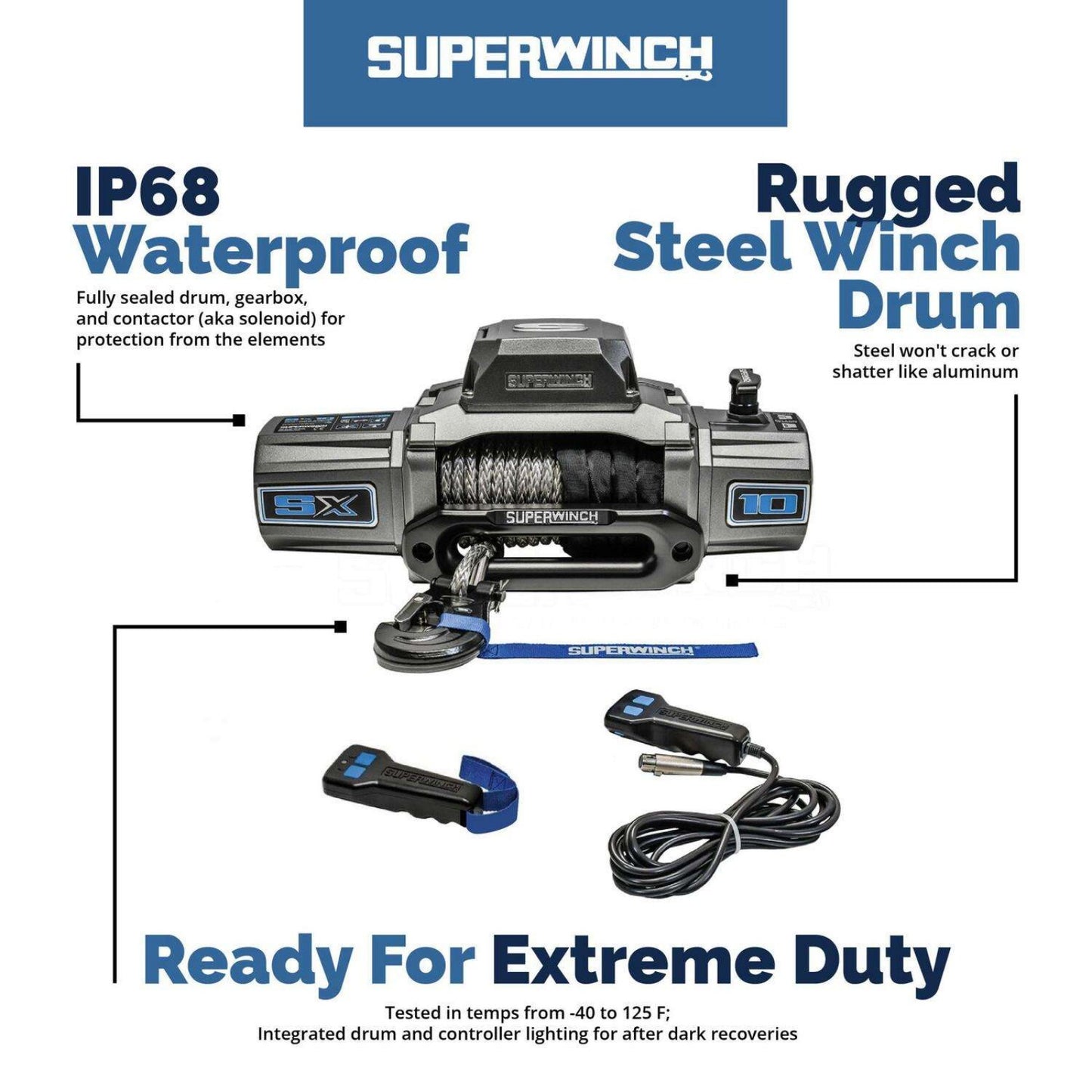 SX12SR Winch Graphite 12V 12000 lbs with Synthetic Rope